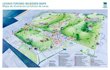 Leioako turismo-ibilbideen mapa